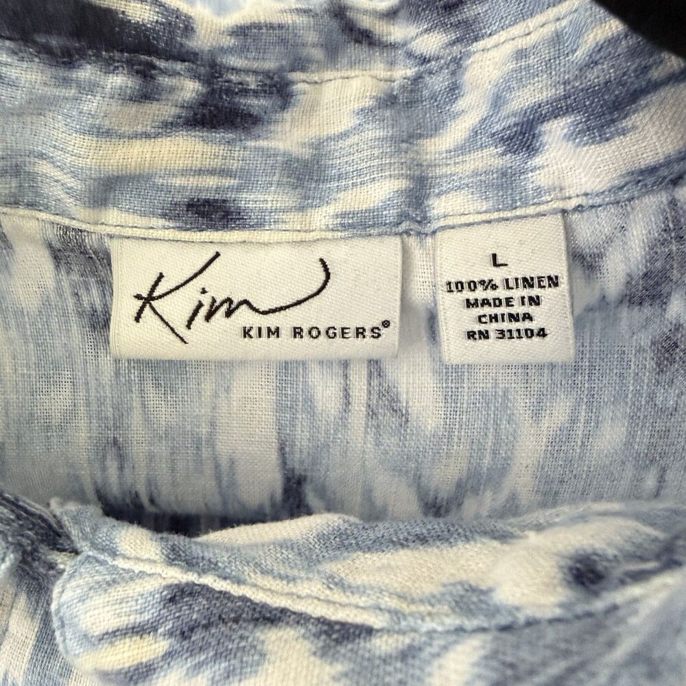 Kim Rogers Geometric Print Linen Shirt Button Up Long Sleeve - Picture 3 of 6